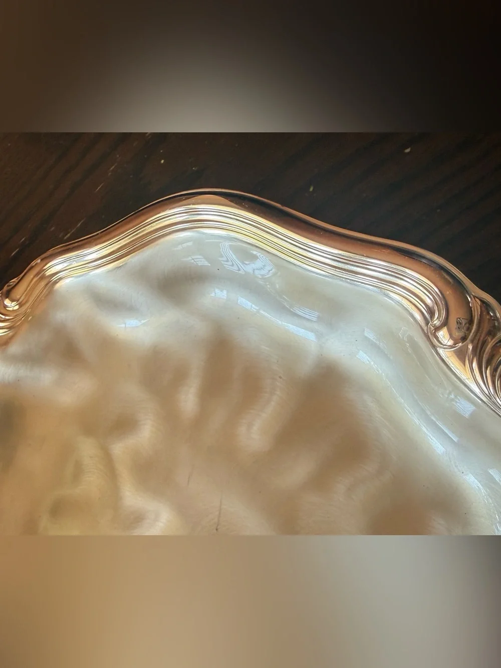 WMF-IKORA SILVER-PLATED ROUND SERVING DISH BRUSHED SWIRL FINISH